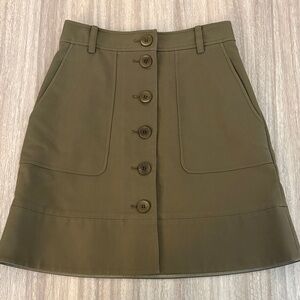 Tibi Olive Green Button Front Mini Skirt Size 0